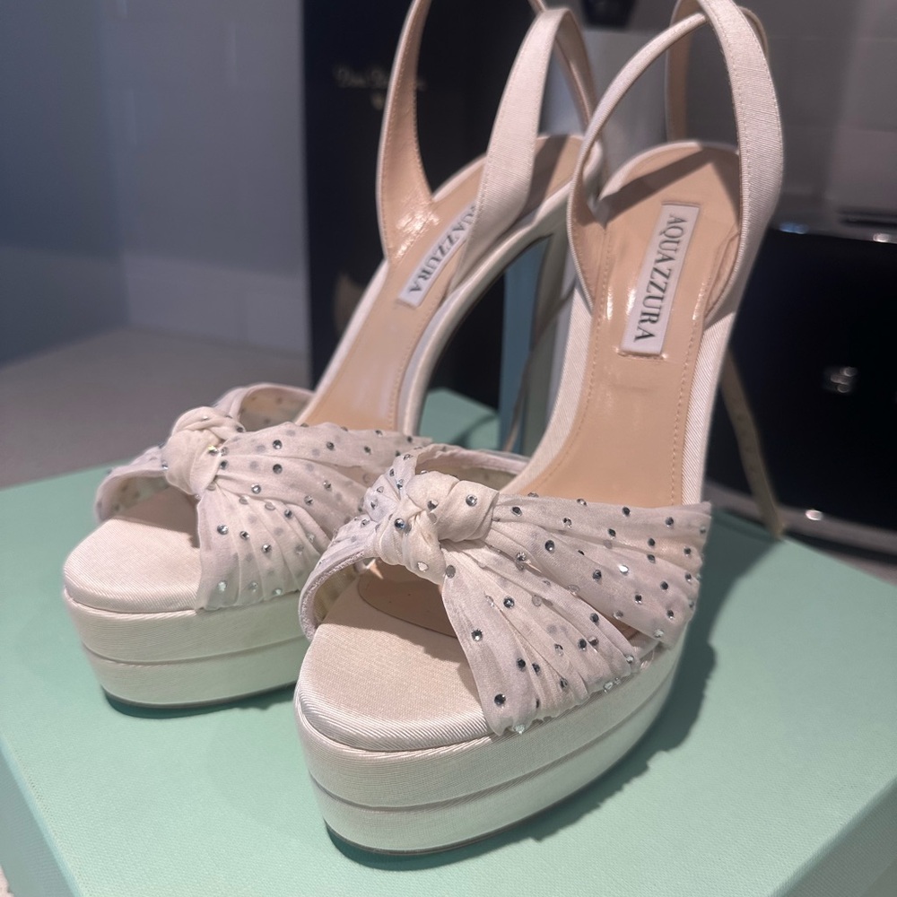 Aquazzura White Platform Bridal Shoes